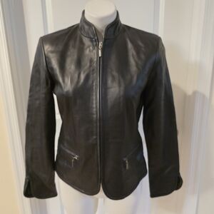 Valerie Stevens Black Leather Jacket Size Small